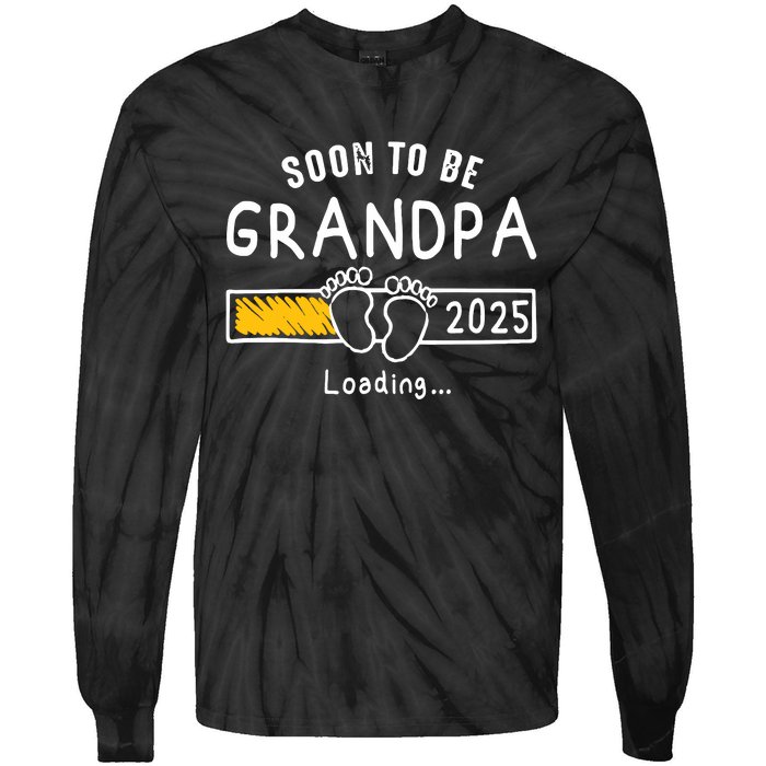 Soon To Be Grandpa 2025 Loading Promoted To Grandpa 2025 Tie-Dye Long Sleeve Shirt