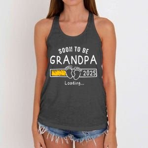 Soon To Be Grandpa 2025 Loading Promoted To Grandpa 2025 Women's Knotted Racerback Tank