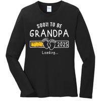 Soon To Be Grandpa 2025 Loading Promoted To Grandpa 2025 Ladies Long Sleeve Shirt