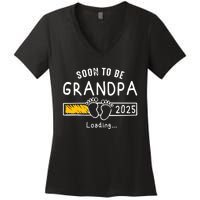 Soon To Be Grandpa 2025 Loading Promoted To Grandpa 2025 Women's V-Neck T-Shirt