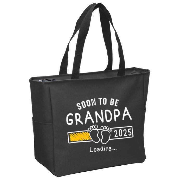 Soon To Be Grandpa 2025 Loading Promoted To Grandpa 2025 Zip Tote Bag