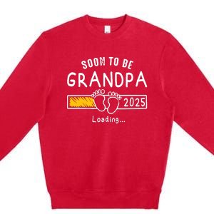 Soon To Be Grandpa 2025 Loading Promoted To Grandpa 2025 Premium Crewneck Sweatshirt