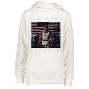 Swole Trump Big Muscles Pump Muscular Trump American Flag Womens Funnel Neck Pullover Hood