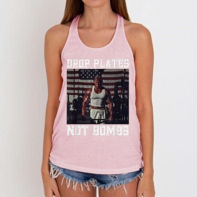 Swole Trump Big Muscles Pump Muscular Trump American Flag Women's Knotted Racerback Tank