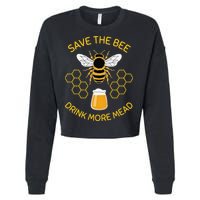Save The Bees Drink More Mead Funny Craft Beer Brew Cropped Pullover Crew