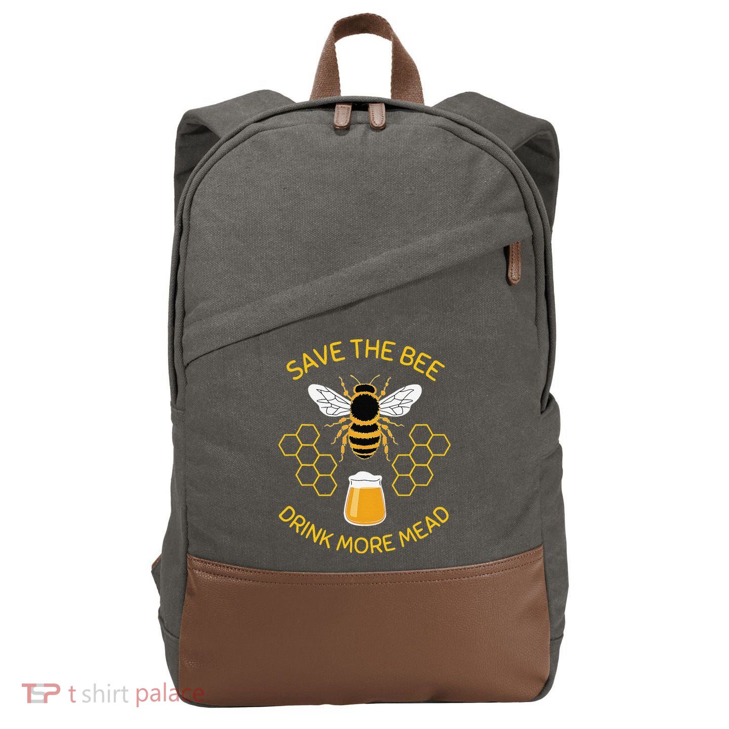 Save The Bees Drink More Mead Funny Craft Beer Brew Cotton Canvas Backpack