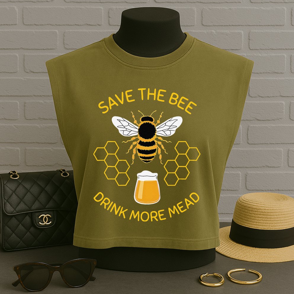 Save The Bees Drink More Mead Funny Craft Beer Brew Garment-Dyed Women's Muscle Tee