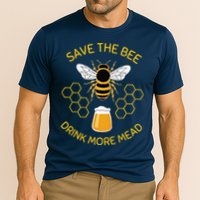 Save The Bees Drink More Mead Funny Craft Beer Brew Cooling Performance Crew T-Shirt