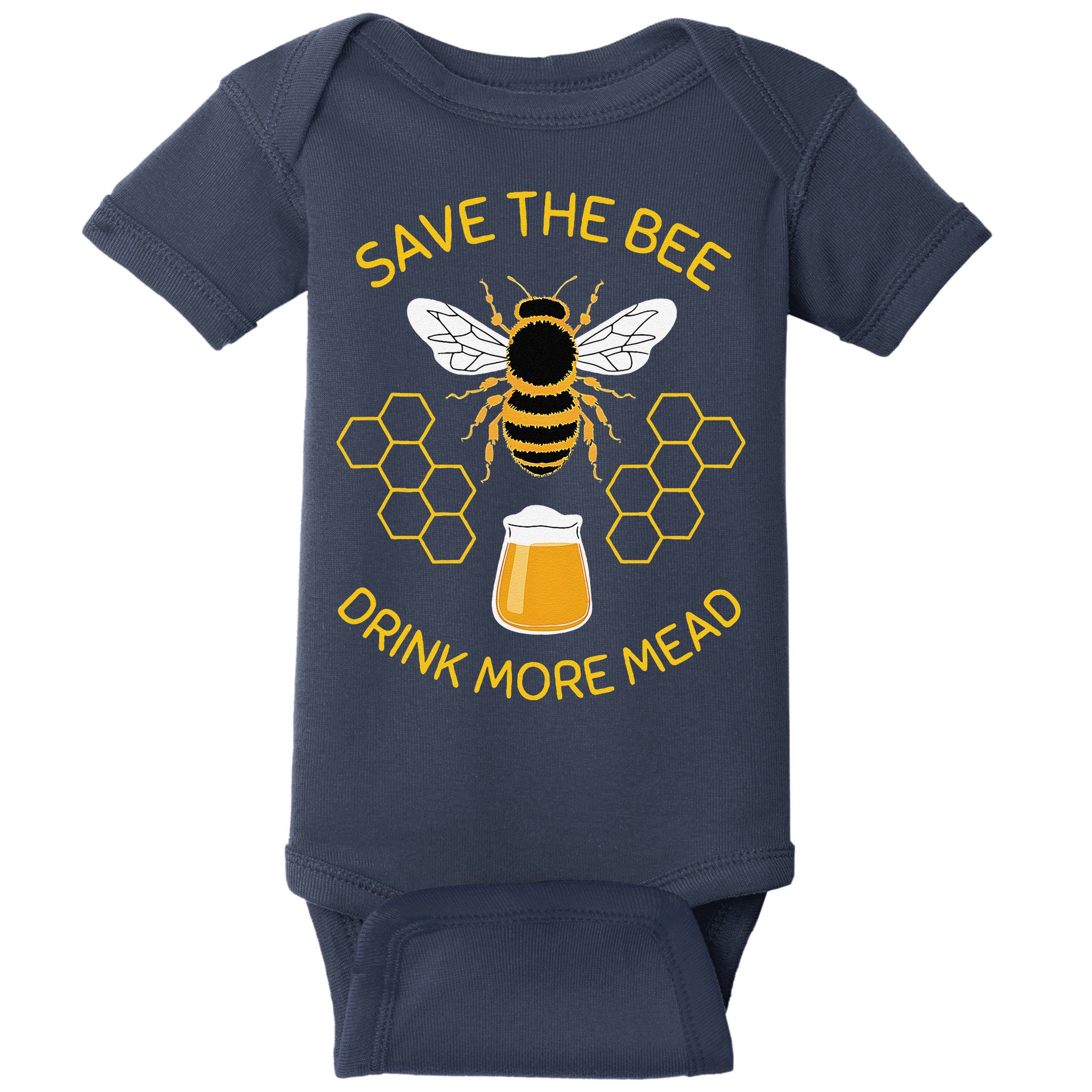 Save The Bees Drink More Mead Funny Craft Beer Brew Baby Bodysuit