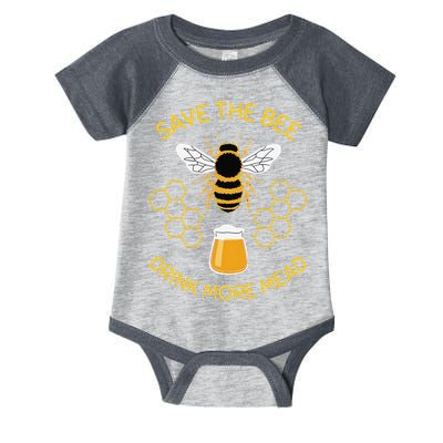 Save The Bees Drink More Mead Funny Craft Beer Brew Infant Baby Jersey Bodysuit