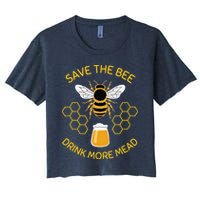 Save The Bees Drink More Mead Funny Craft Beer Brew Women's Crop Top Tee