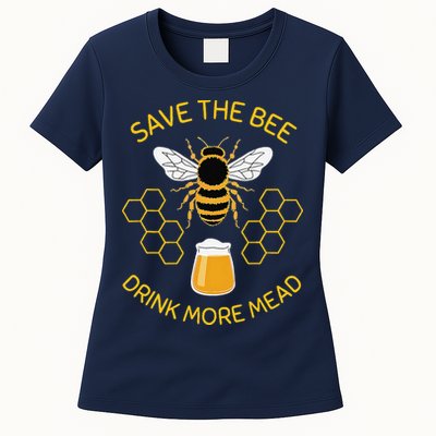 Save The Bees Drink More Mead Funny Craft Beer Brew Womens T-Shirt