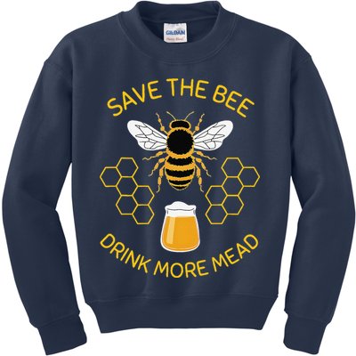 Save The Bees Drink More Mead Funny Craft Beer Brew Kids Sweatshirt