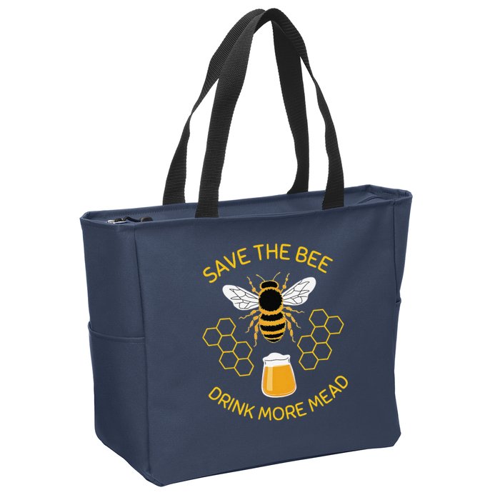 Save The Bees Drink More Mead Funny Craft Beer Brew Zip Tote Bag