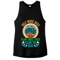 Save The Bees Trees And Oceans Earth Day Meaningful Gift Ladies PosiCharge Tri-Blend Wicking Tank