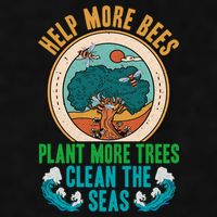 Save The Bees Trees And Oceans Earth Day Meaningful Gift Ladies PosiCharge Tri-Blend Wicking Tank