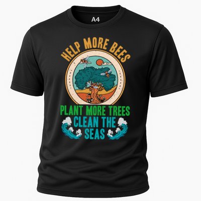Save The Bees Trees And Oceans Earth Day Meaningful Gift Performance Shirt