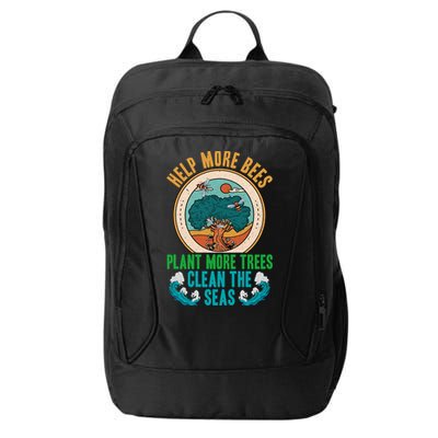 Save The Bees Trees And Oceans Earth Day Meaningful Gift City Backpack