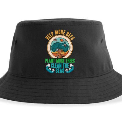Save The Bees Trees And Oceans Earth Day Meaningful Gift Sustainable Bucket Hat