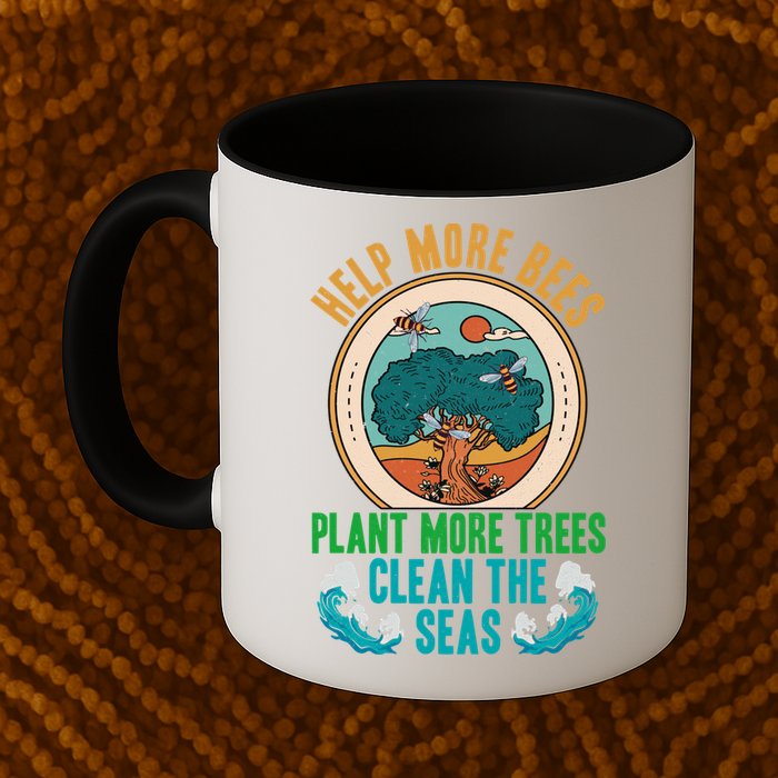 Save The Bees Trees And Oceans Earth Day Meaningful Gift Mug