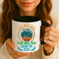 Save The Bees Trees And Oceans Earth Day Meaningful Gift Mug