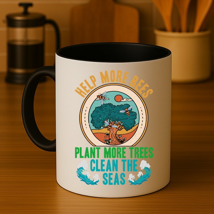 Save The Bees Trees And Oceans Earth Day Meaningful Gift Mug