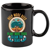 Save The Bees Trees And Oceans Earth Day Meaningful Gift 11oz C Handle Ceramic Mug