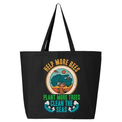 Save The Bees Trees And Oceans Earth Day Meaningful Gift 25L Jumbo Tote