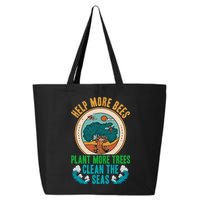 Save The Bees Trees And Oceans Earth Day Meaningful Gift 25L Jumbo Tote