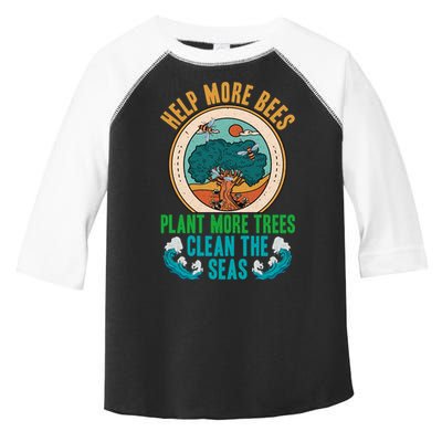Save The Bees Trees And Oceans Earth Day Meaningful Gift Toddler Fine Jersey T-Shirt