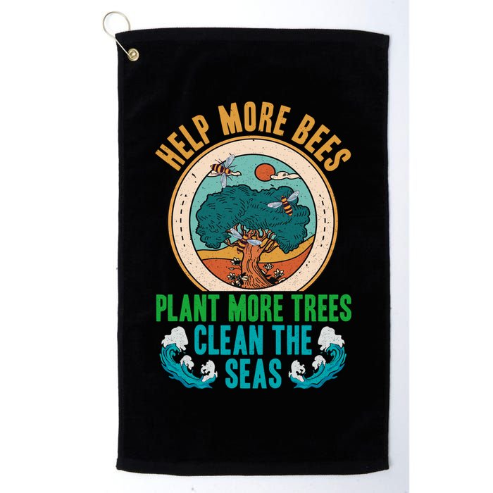 Save The Bees Trees And Oceans Earth Day Meaningful Gift Golf Towel