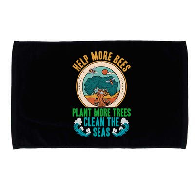 Save The Bees Trees And Oceans Earth Day Meaningful Gift Microfiber Hand Towel