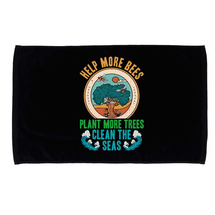 Save The Bees Trees And Oceans Earth Day Meaningful Gift Microfiber Hand Towel