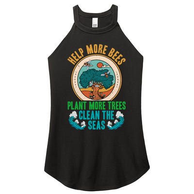 Save The Bees Trees And Oceans Earth Day Meaningful Gift Women's Perfect Tri Rocker Tank