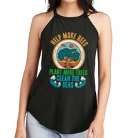 Save The Bees Trees And Oceans Earth Day Meaningful Gift Women's Perfect Tri Rocker Tank