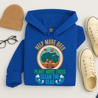 Save The Bees Trees And Oceans Earth Day Meaningful Gift Hoodie