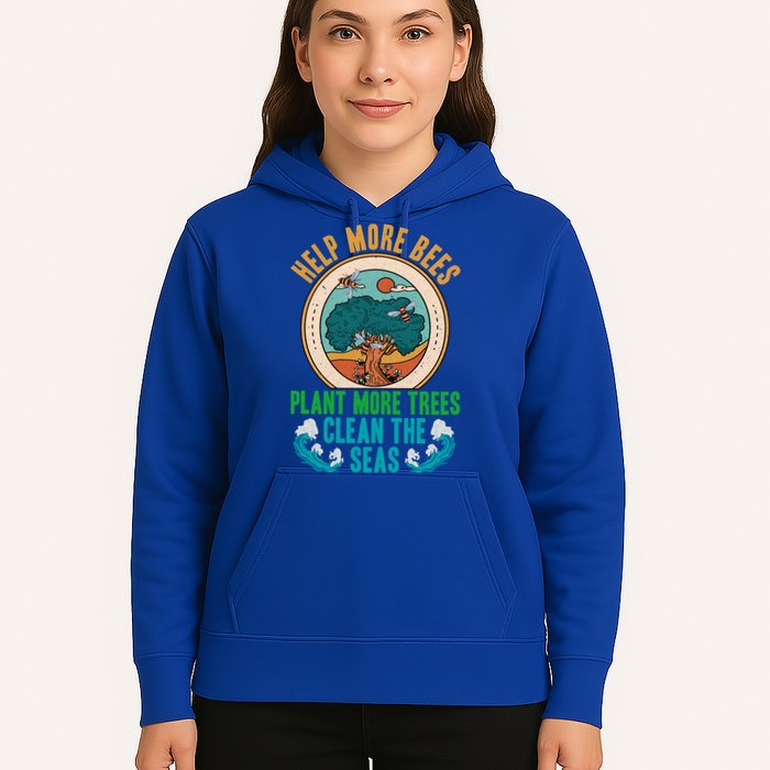 Save The Bees Trees And Oceans Earth Day Meaningful Gift Hoodie