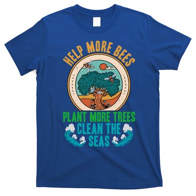 Save The Bees Trees And Oceans Earth Day Meaningful Gift T-Shirt