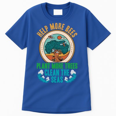 Save The Bees Trees And Oceans Earth Day Meaningful Gift Tall T-Shirt