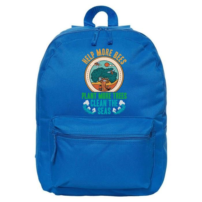 Save The Bees Trees And Oceans Earth Day Meaningful Gift 16 in Basic Backpack