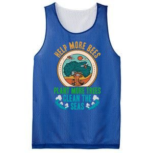 Save The Bees Trees And Oceans Earth Day Meaningful Gift Mesh Reversible Basketball Jersey Tank