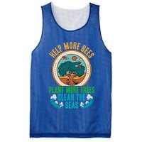 Save The Bees Trees And Oceans Earth Day Meaningful Gift Mesh Reversible Basketball Jersey Tank