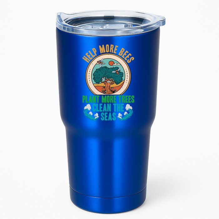 Save The Bees Trees And Oceans Earth Day Meaningful Gift Tumbler