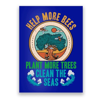 Save The Bees Trees And Oceans Earth Day Meaningful Gift Poster