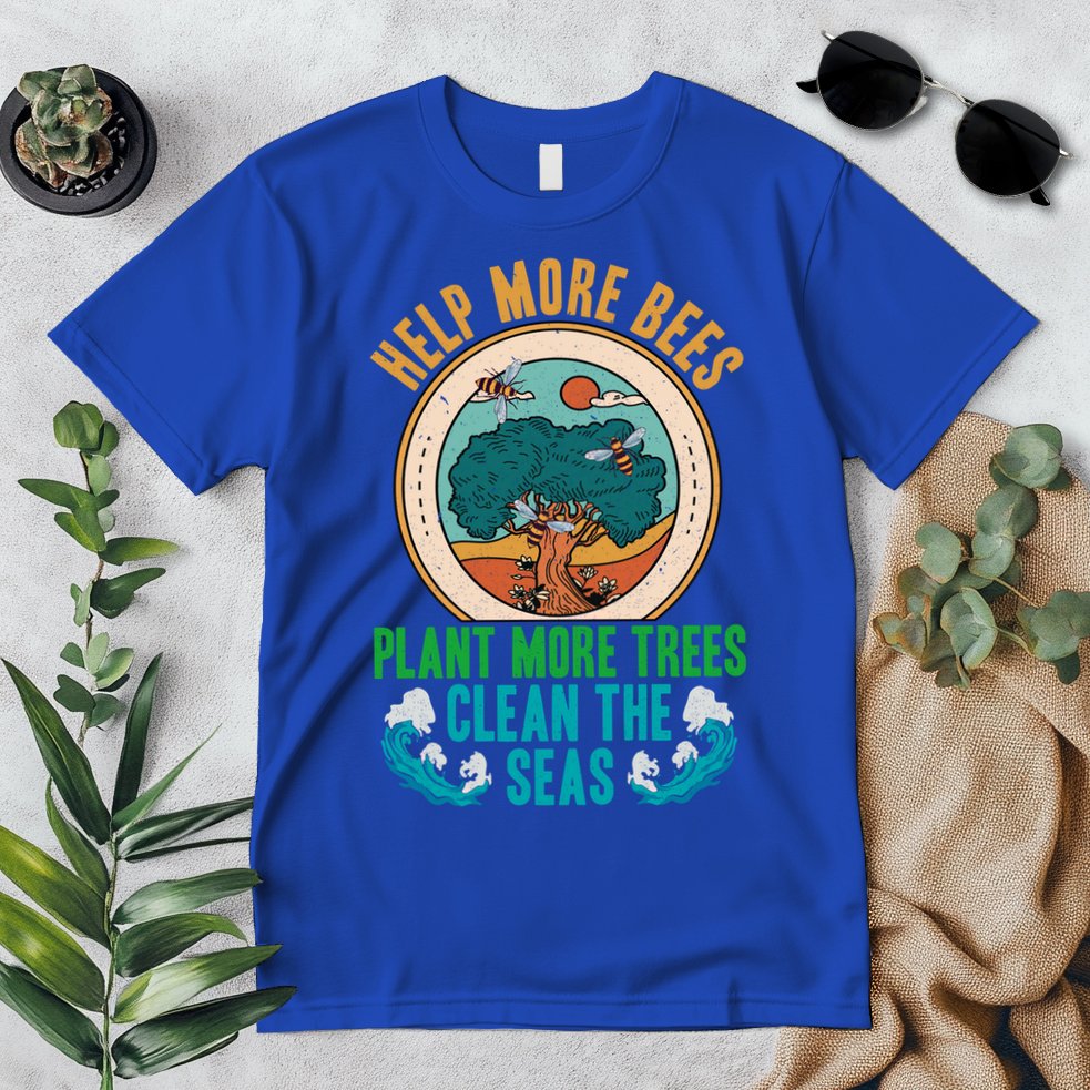Save The Bees Trees And Oceans Earth Day Meaningful Gift Premium T-Shirt