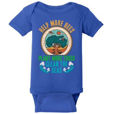Save The Bees Trees And Oceans Earth Day Meaningful Gift Baby Bodysuit