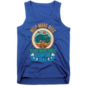 Save The Bees Trees And Oceans Earth Day Meaningful Gift Tank Top