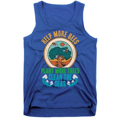 Save The Bees Trees And Oceans Earth Day Meaningful Gift Tank Top