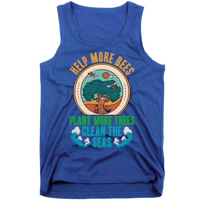 Save The Bees Trees And Oceans Earth Day Meaningful Gift Tank Top