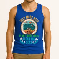 Save The Bees Trees And Oceans Earth Day Meaningful Gift Tank Top